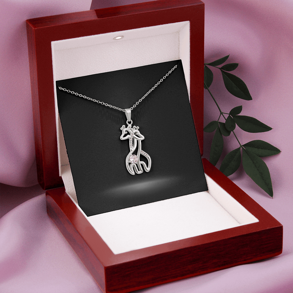 Giraffe Love Necklace with Personalized Message Card