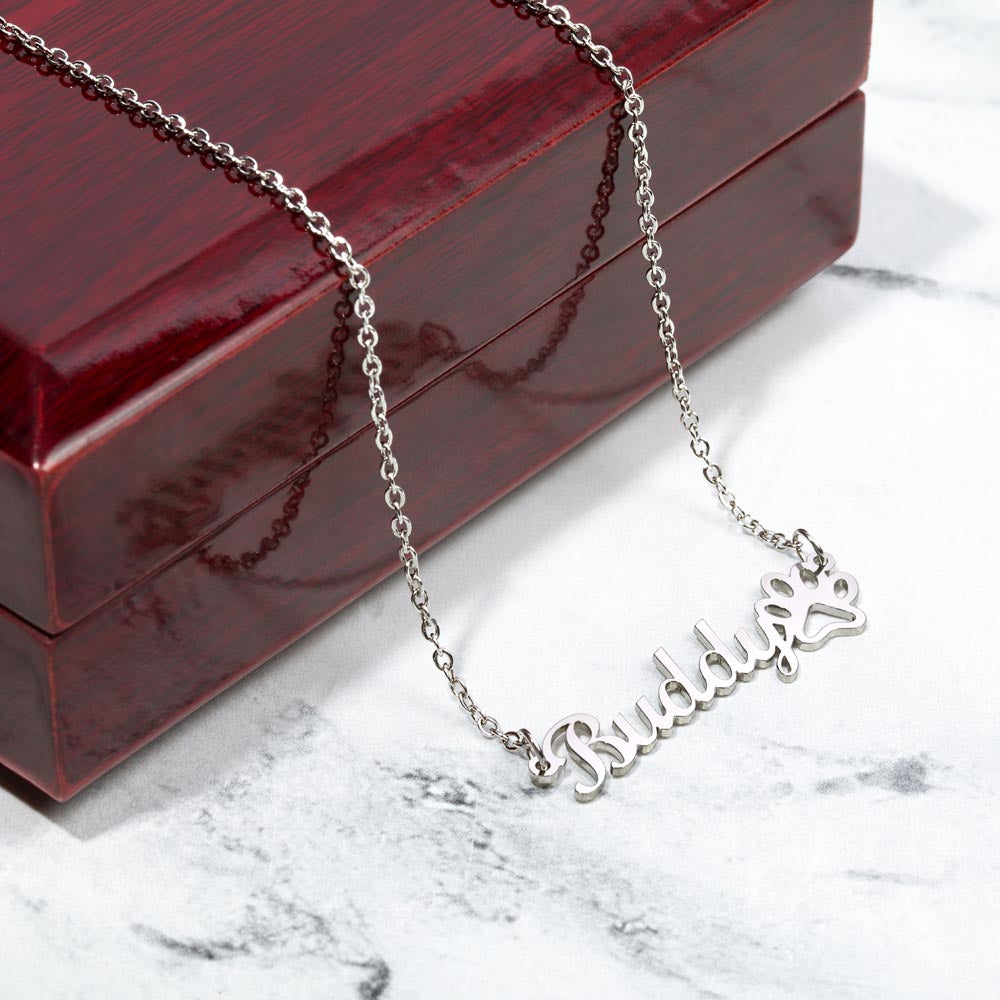 Pet Paw Name Necklace