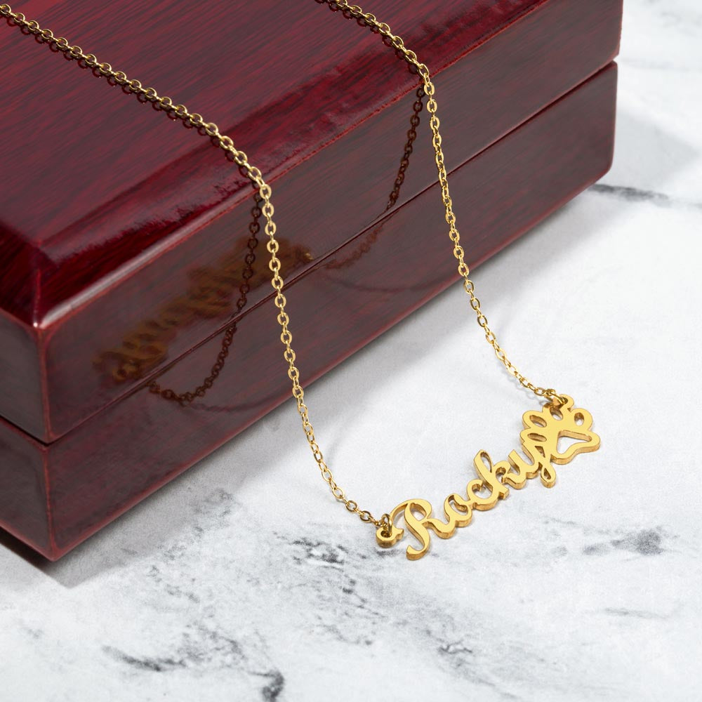 Pet Paw Name Necklace