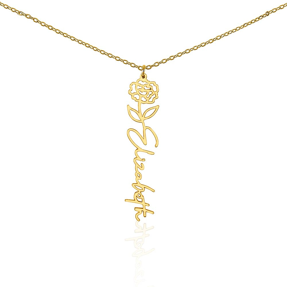 Flower Month Name Necklace and Personalized Card