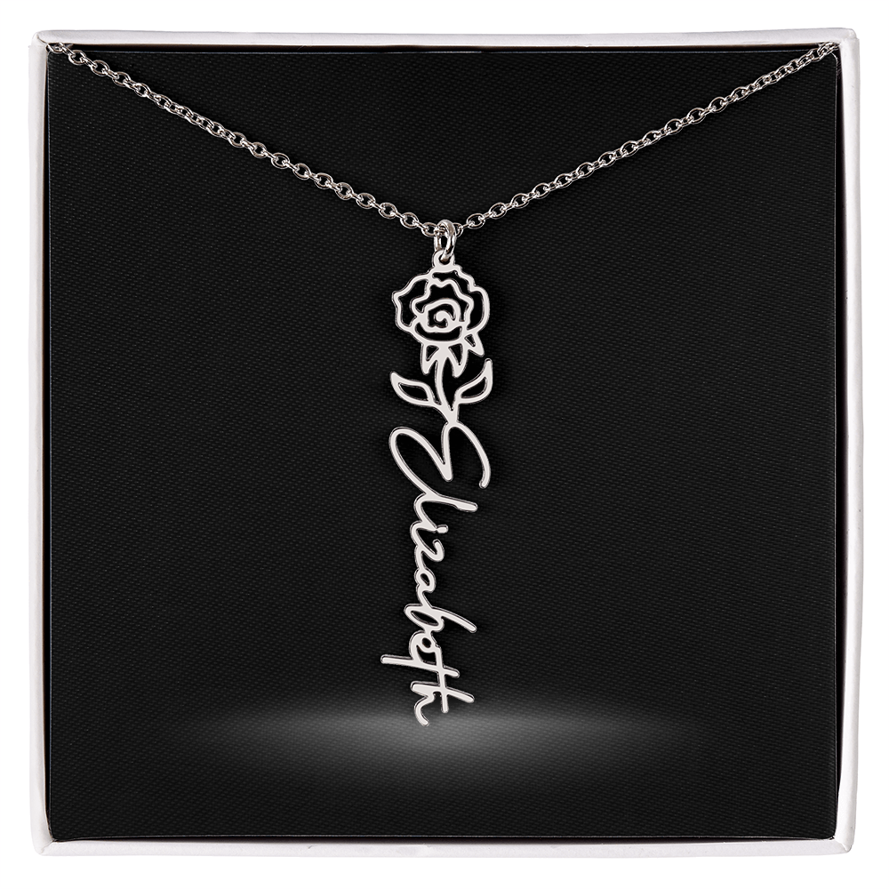 Flower Month Name Necklace and Personalized Card