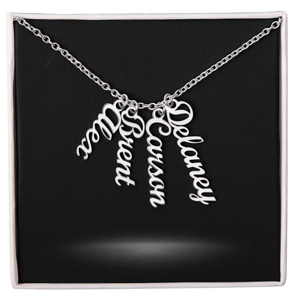 Multiple Name Necklace and Personal Message Card