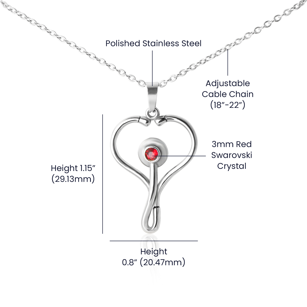 Stethoscope Medical Necklace with Personalized Message Card