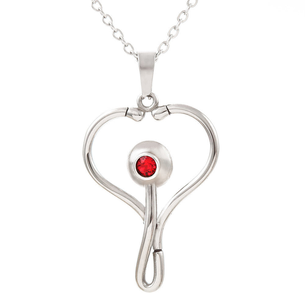 Stethoscope Medical Necklace with Personalized Message Card