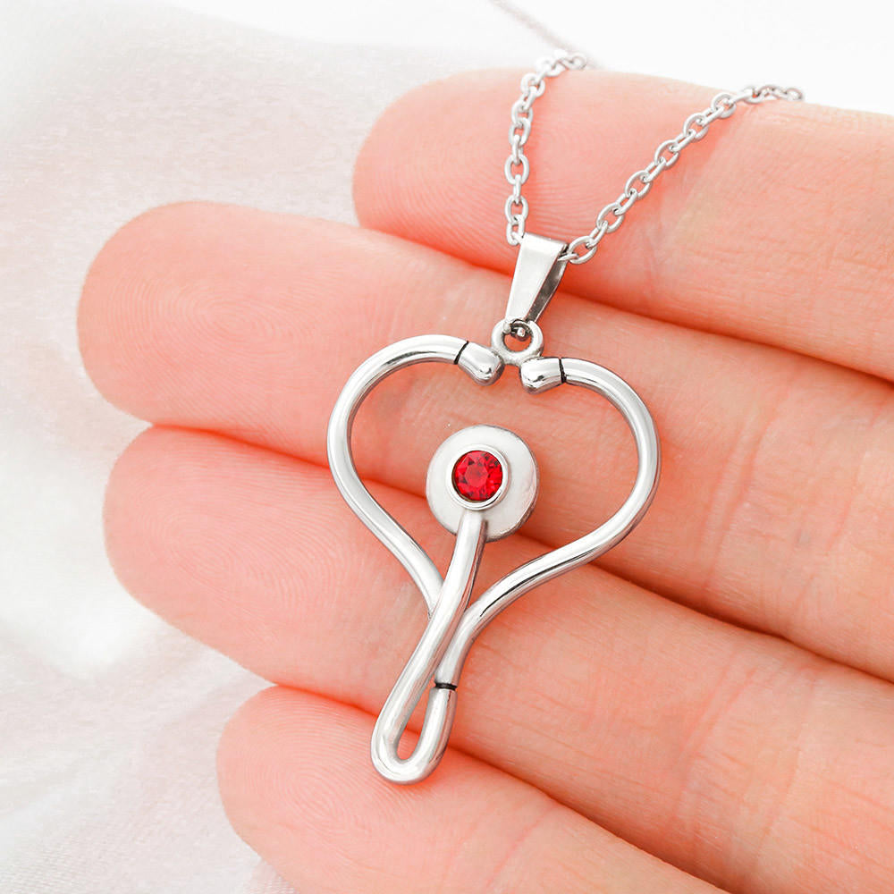 Stethoscope Medical Necklace with Personalized Message Card