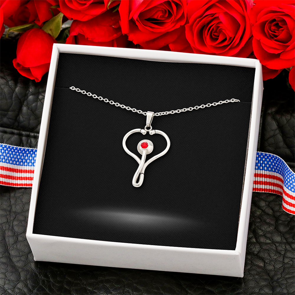 Stethoscope Medical Necklace with Personalized Message Card