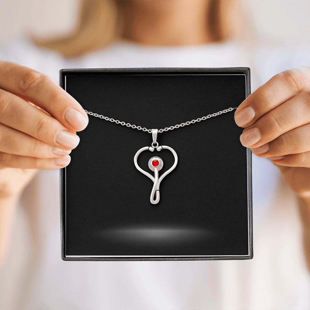 Stethoscope Medical Necklace with Personalized Message Card