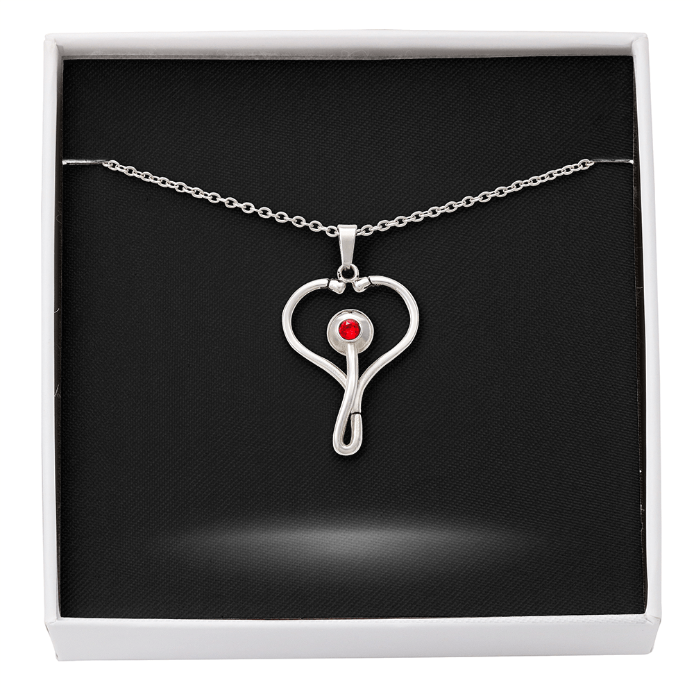 Stethoscope Medical Necklace with Personalized Message Card