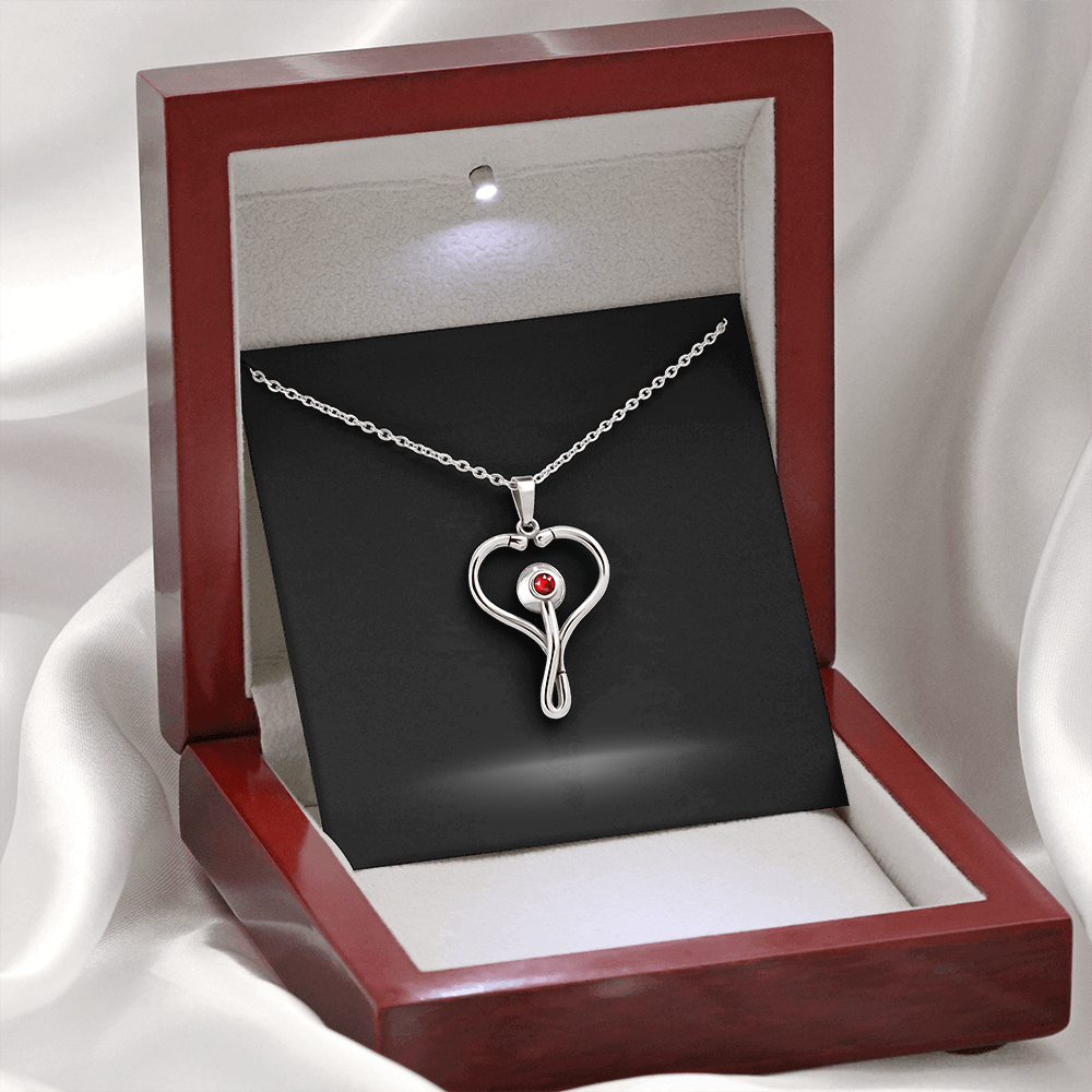 Stethoscope Medical Necklace with Personalized Message Card