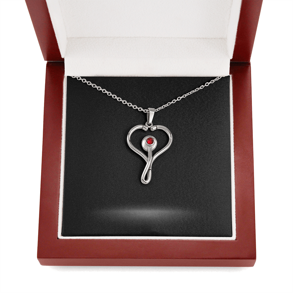 Stethoscope Medical Necklace with Personalized Message Card