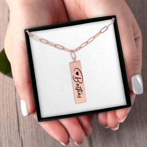 Vertical Bar Necklace - Paperclip Link