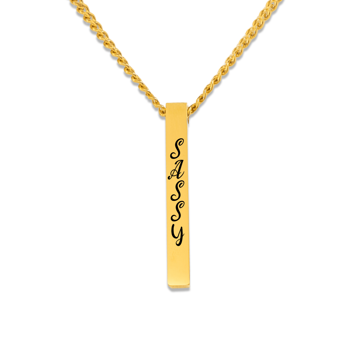 3D Bar Necklace - Cuban Link