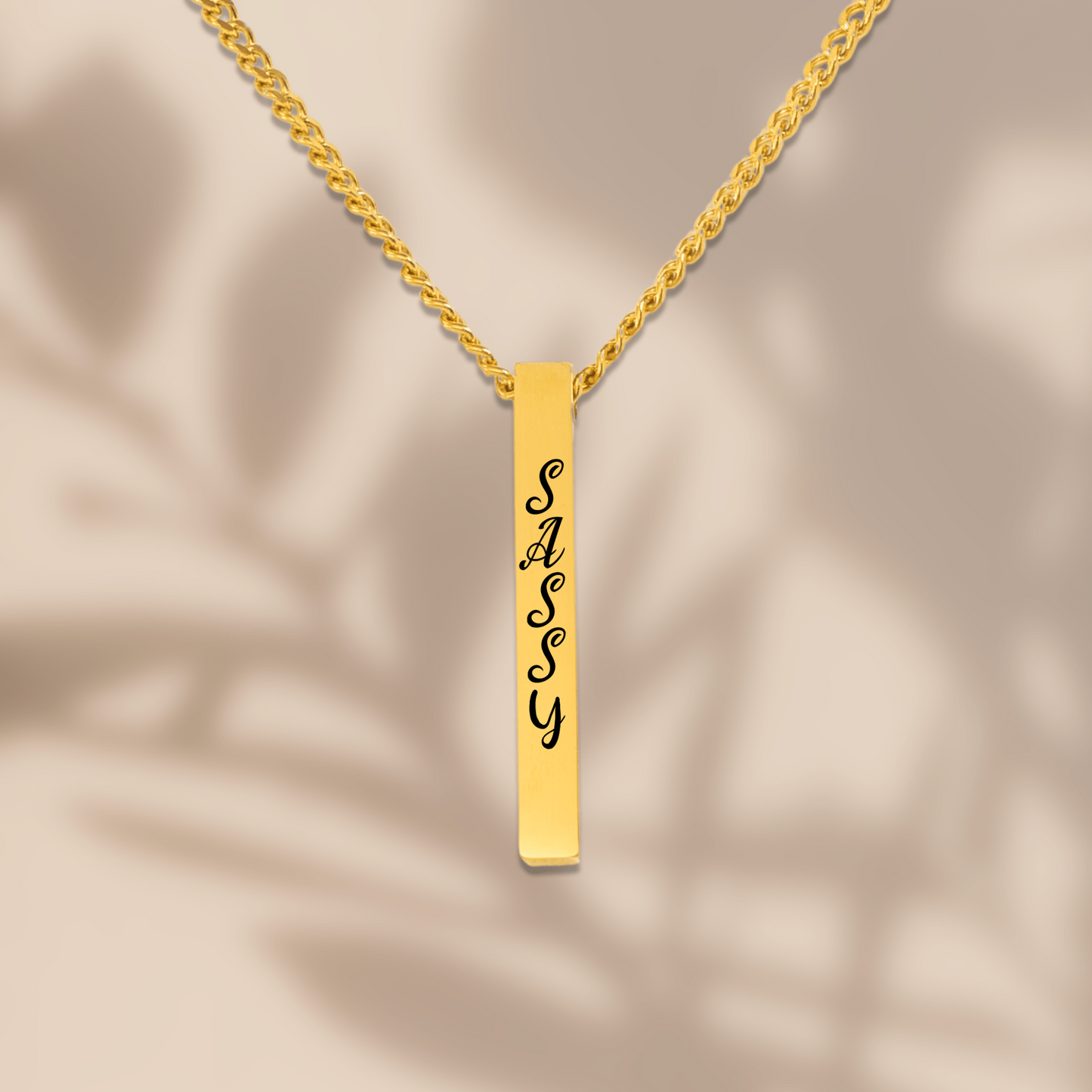 3D Bar Necklace - Cuban Link